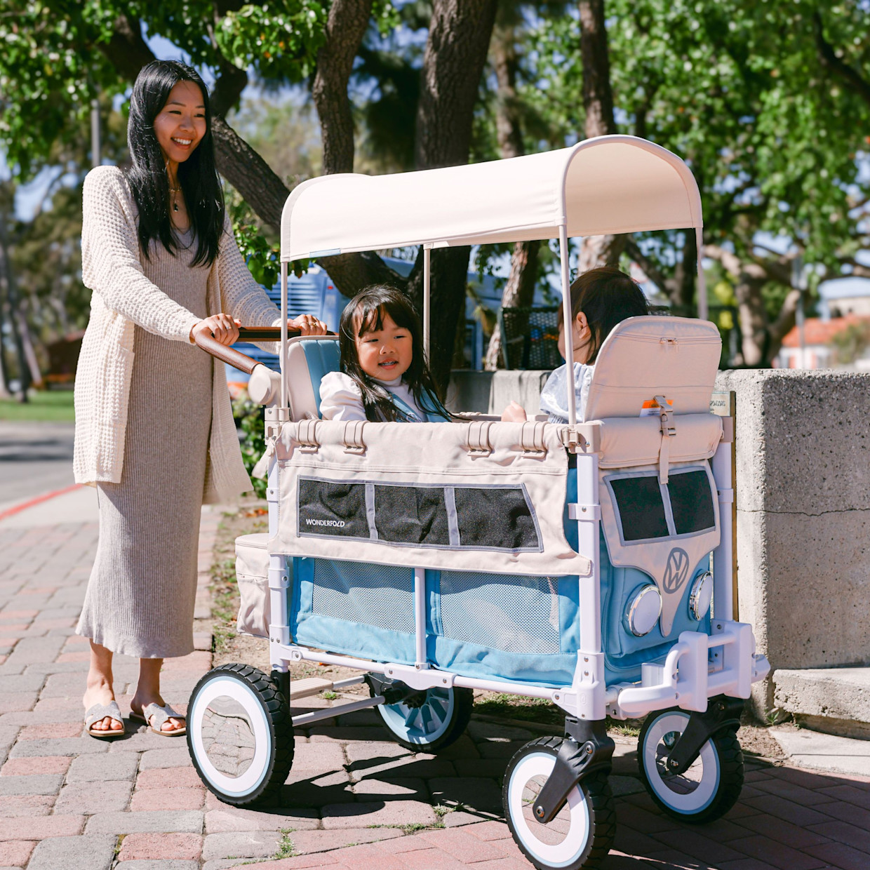 WonderFold Wagon VW Edition Quad Stroller Wagon (2 Seater) - Bondi Blue.