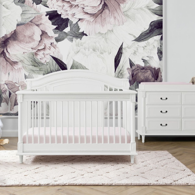 Simmons Kids Juliette 6-in-1 Convertible Crib with Toddler Rail - Bianca White.