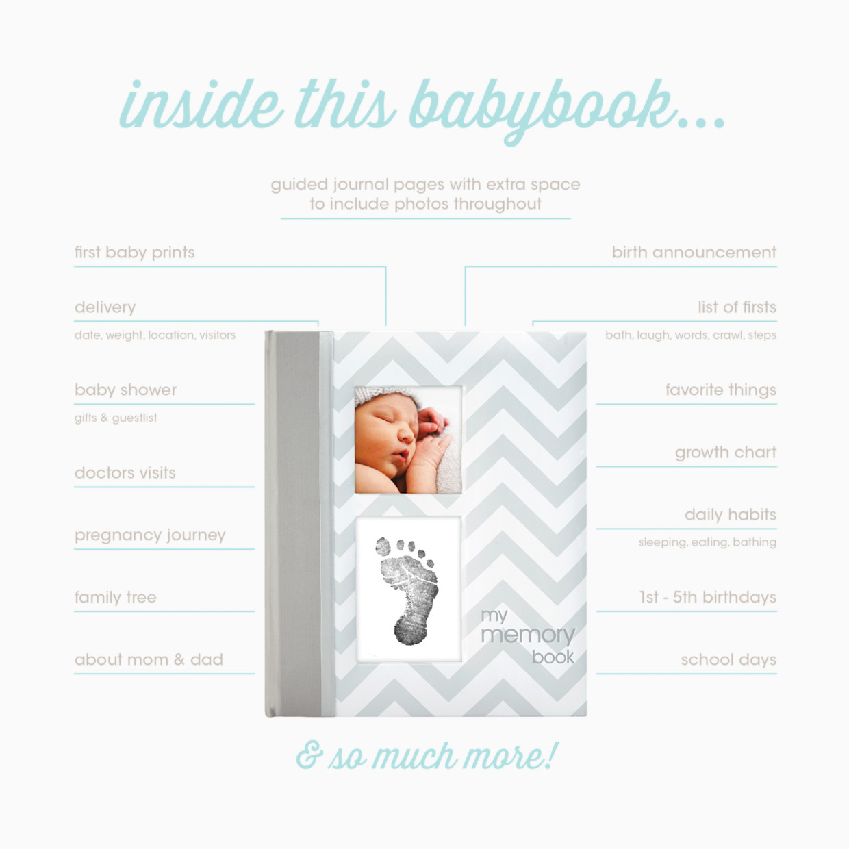 Pearhead Chevron Memory Baby Book - Grey.