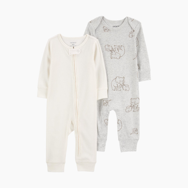 Carter's 2-Pack Jumpsuits - Grey/White, 3 M.