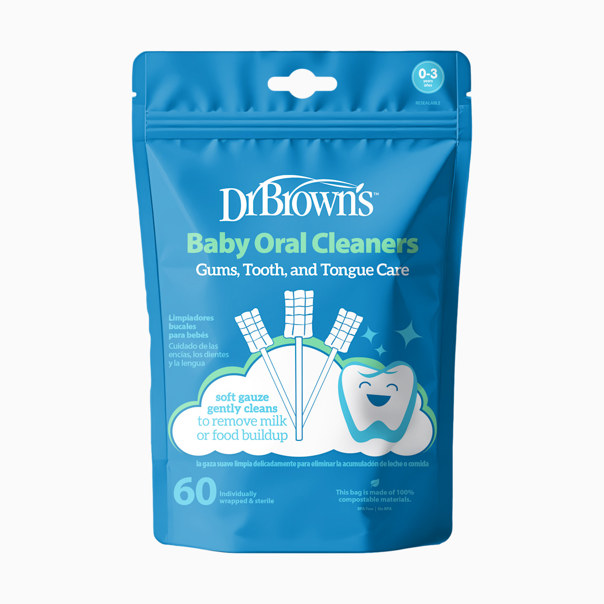 Dr. Brown's Baby Oral Gauze Cleaners - White.