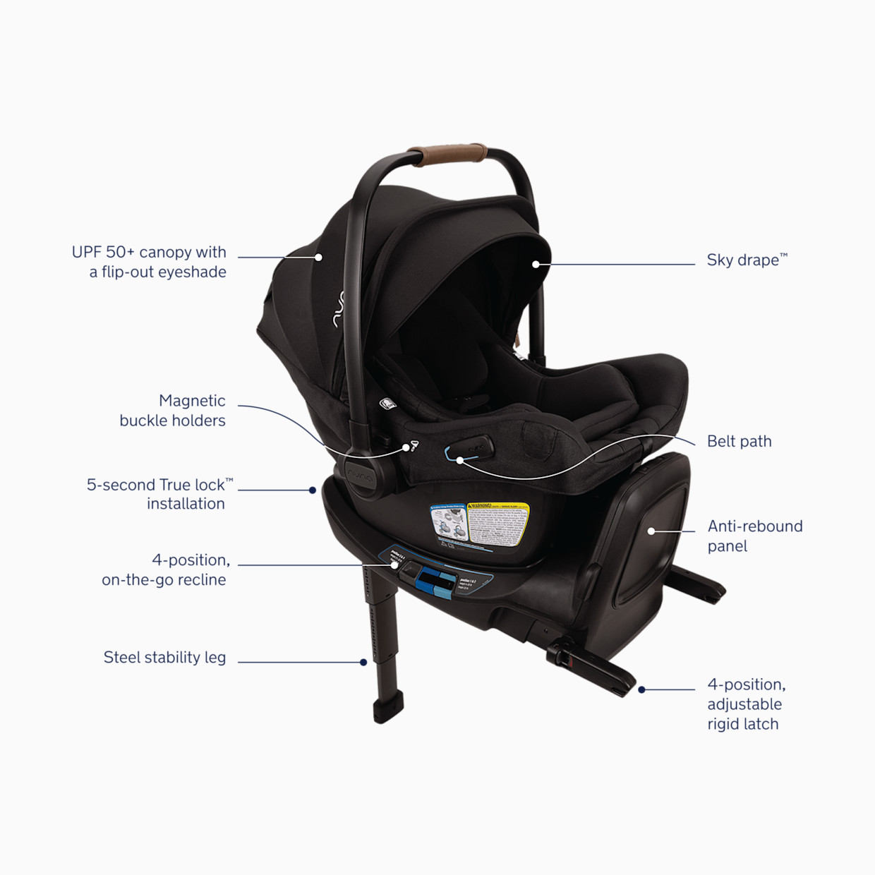 Nuna PIPA aire rx Infant Car Seat - Caviar.