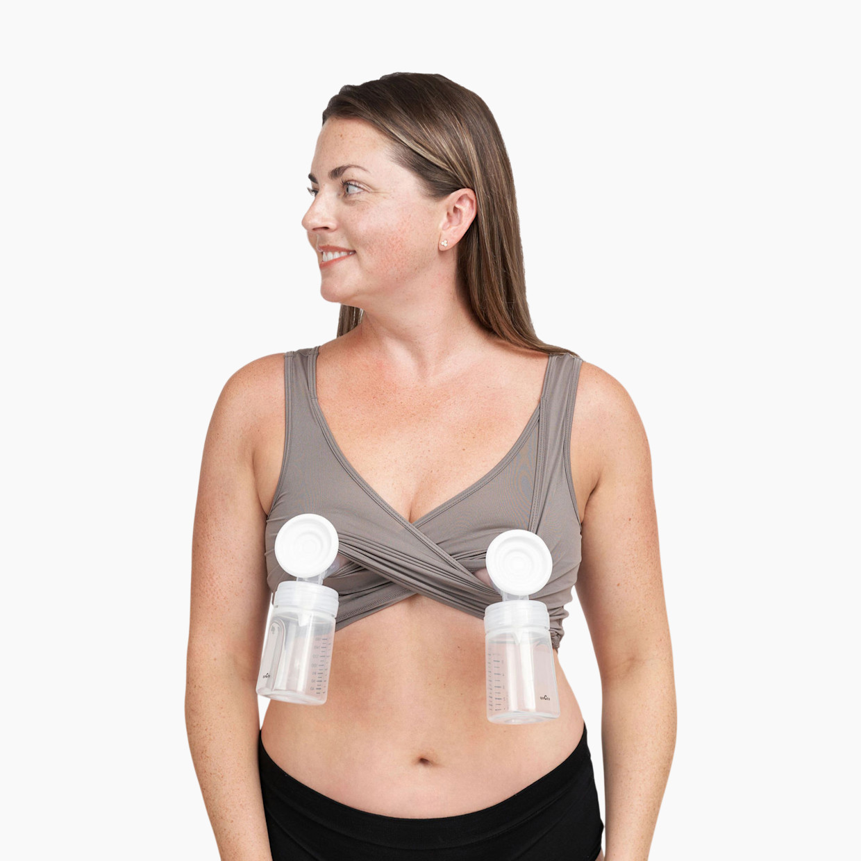 Larken Larken X Nursing + Hands - Free Pumping Bra Bundle (2 pack) - Stone, Black, XS.