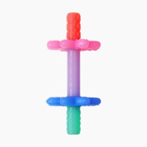 Itzy Ritzy Teensy Tube Teether; Textured Hollow Baby Teething Tube That Reaches Front Teeth & Back Molars, Made of Soft Silicone (Pink Rainbow)