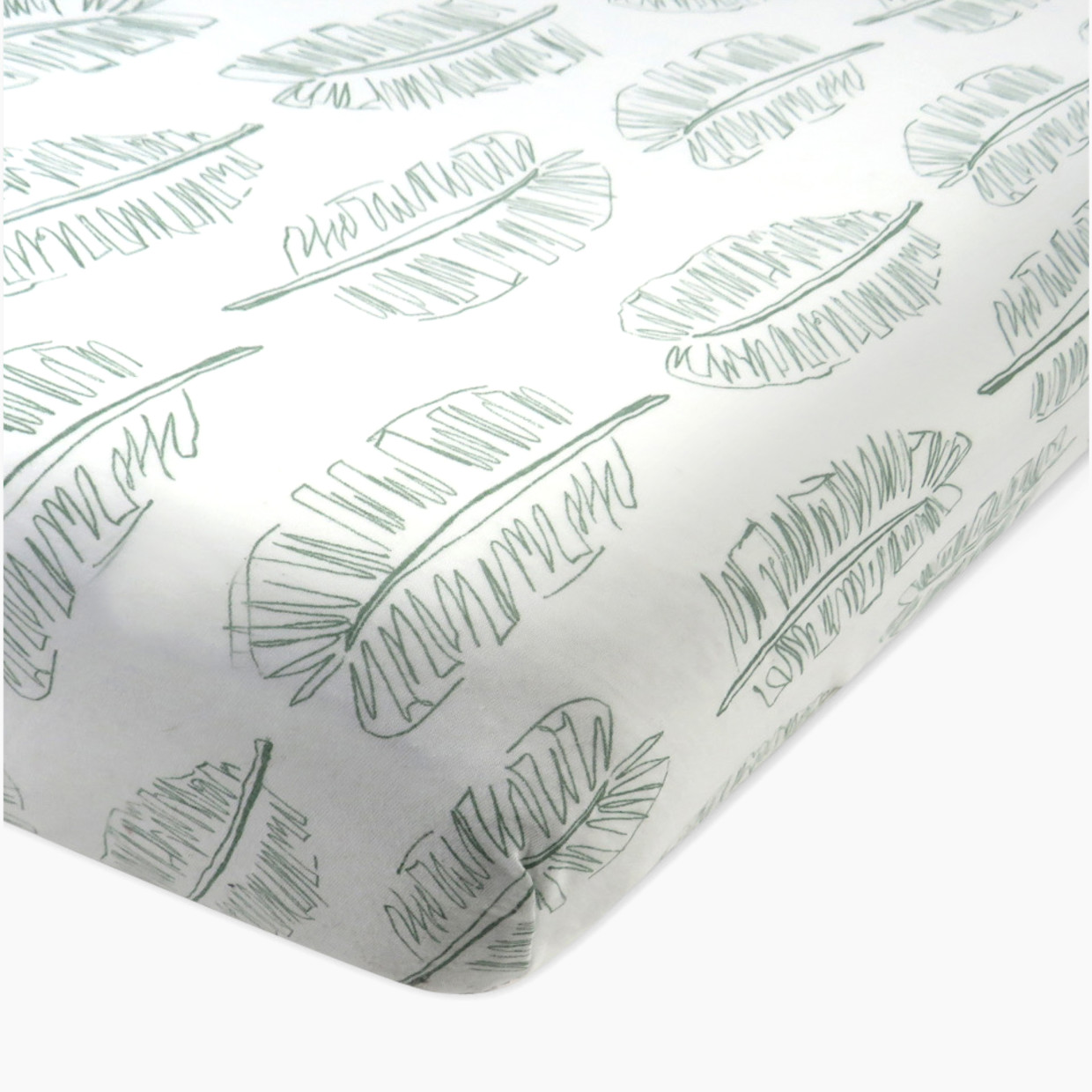 Honest Baby Clothing Organic Cotton Fitted Crib Sheet - Jumbo Leaf Sage.