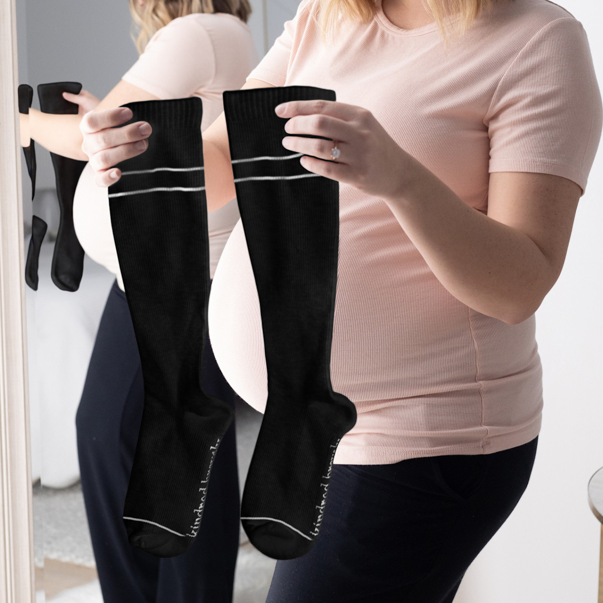 Kindred Bravely Premium Maternity Compression Socks (2-Pack) - Stone Blue And Black, Regular.