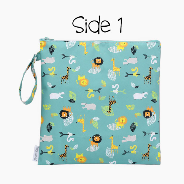 FlapJackKids Two-Sided Wet Bag - Green Zoo.