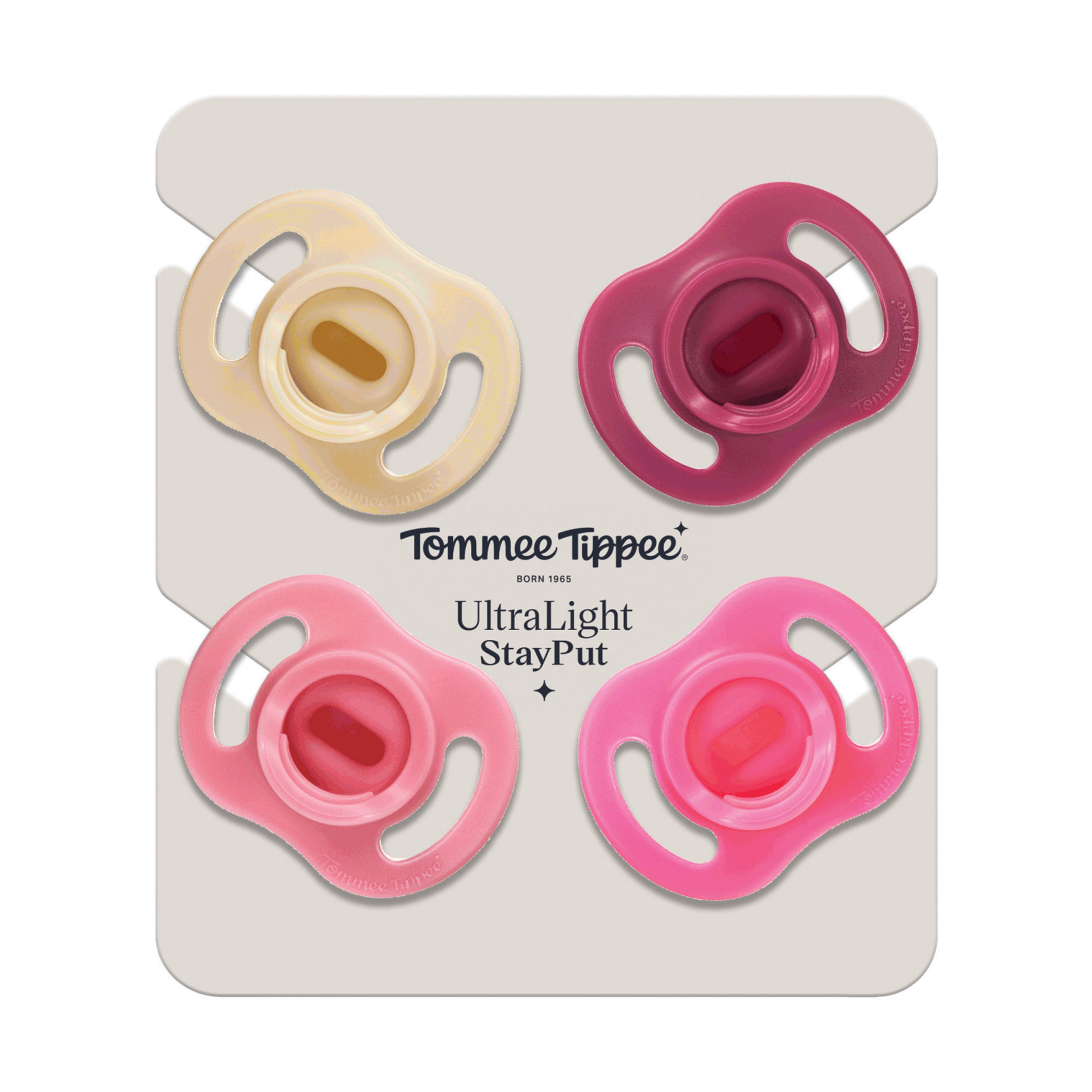 Tommee Tippee Ultra Light Silicone Pacifier - Magenta/Light Plum/Cream/Dusty Rose, 6-18 Months, 4.