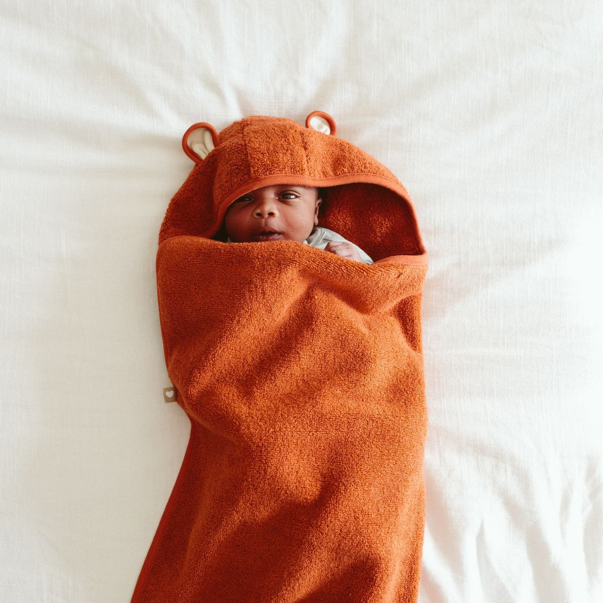 Goumi Kids x Babylist Cotton Terry Animal Hooded Bath Towel - Clay Bear, O/S.