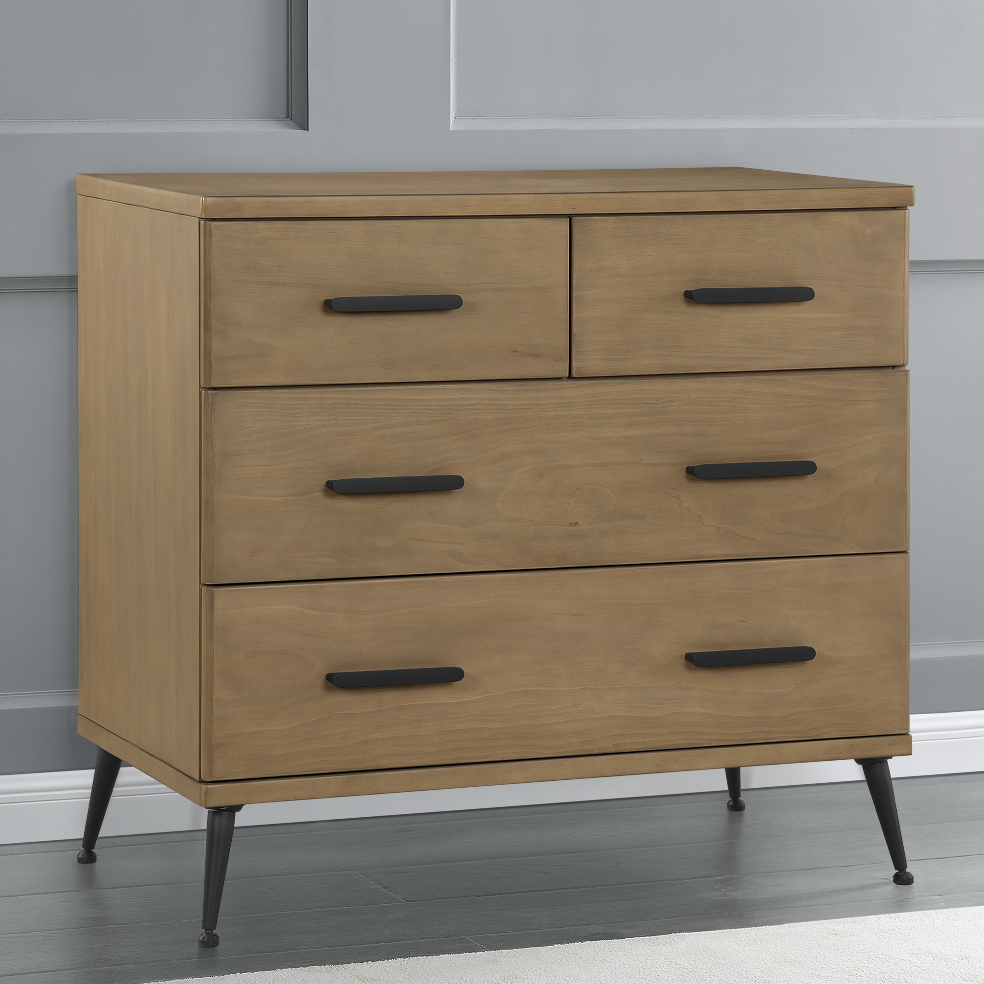 Delta Children Sloane 4 Drawer Dresser with Changing Top - Acorn /Matte Black.
