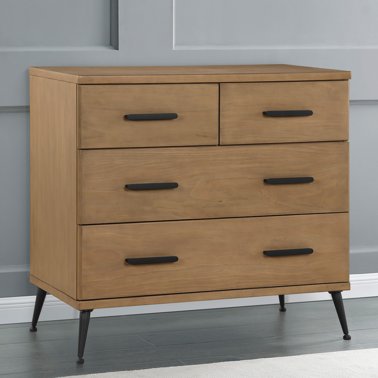 Delta Children Sloane 4 Drawer Dresser with Changing Top - Acorn /Matte Black.