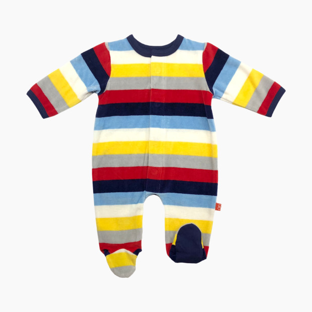 Magnetic Me Velour Magnetic Footie - Multi Primary Stripes, 6-9 Months.