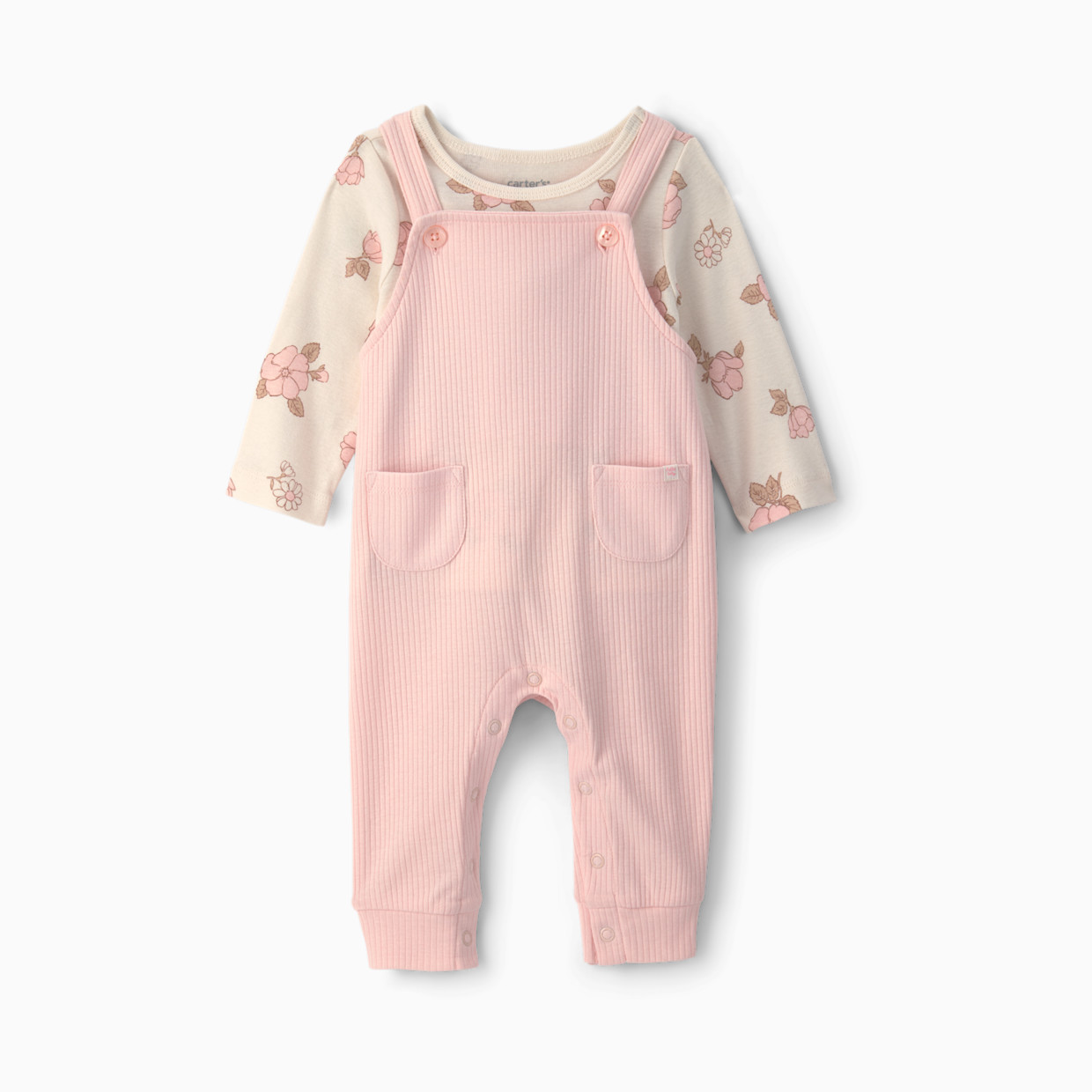 Carter's 2-Piece Overall Set - Pink/Ivory Floral, 3M.