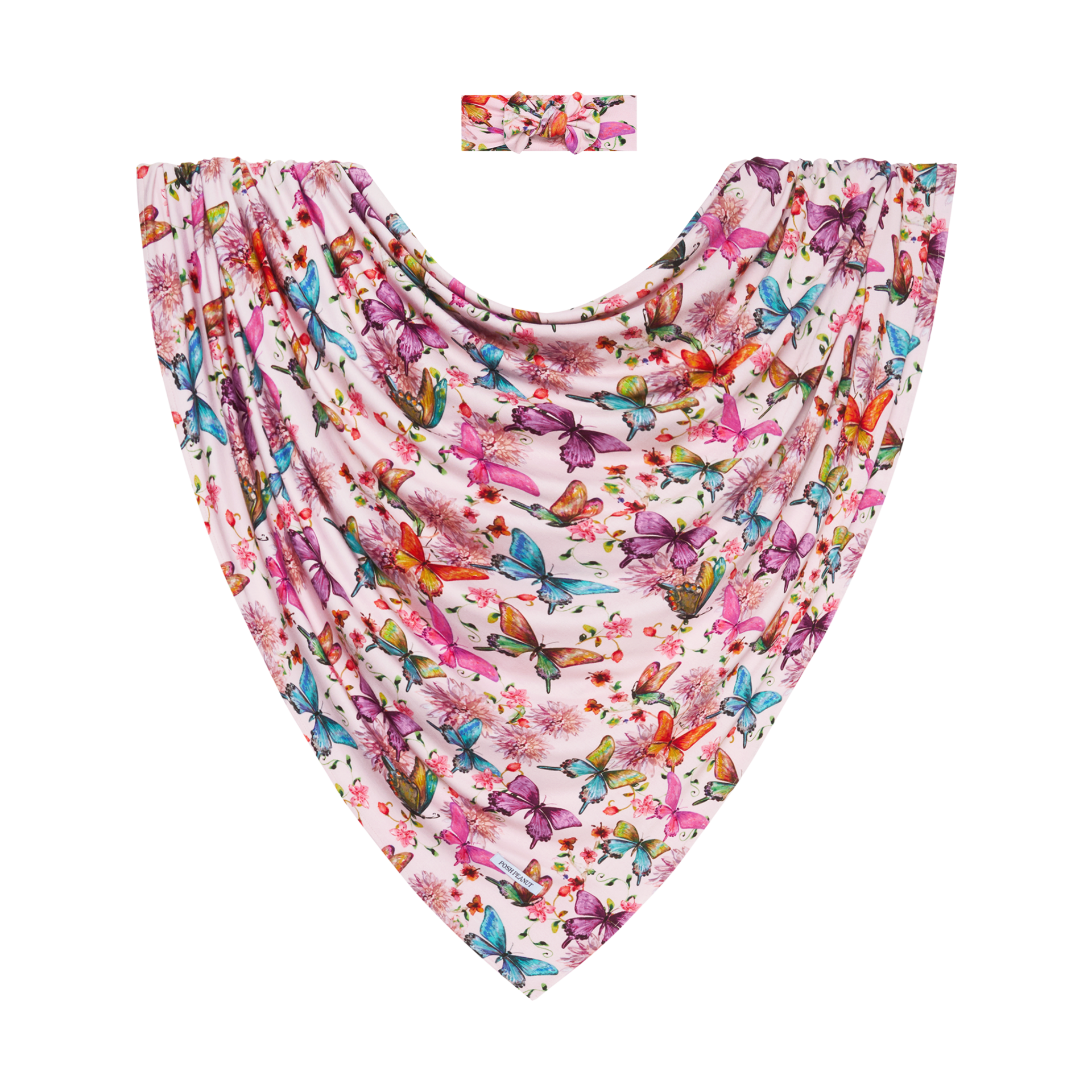 Posh Peanut Infant Swaddle and Headwrap Set Watercolor Butterfly, One Size Babylist Shop