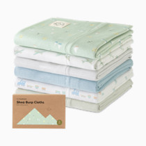 Organic Burp Cloths Baby Boy, Girl - 6-Pack Large Cotton Burping Cloths for Babies, Spit Up Rags, Super Absorbent, Ultra Soft Newborn Rag, Gender Neutral, Machine Washable, Durable (Vessels)
