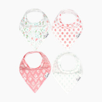 Copper Pearl 4 Pack Soft Cotton Baby Bibs for Drooling and Teething, Absorbent Drool Bibs for Baby Girl, Adjustable to Fit Newborns to Toddlers, Tons of Styles (Claire Set)