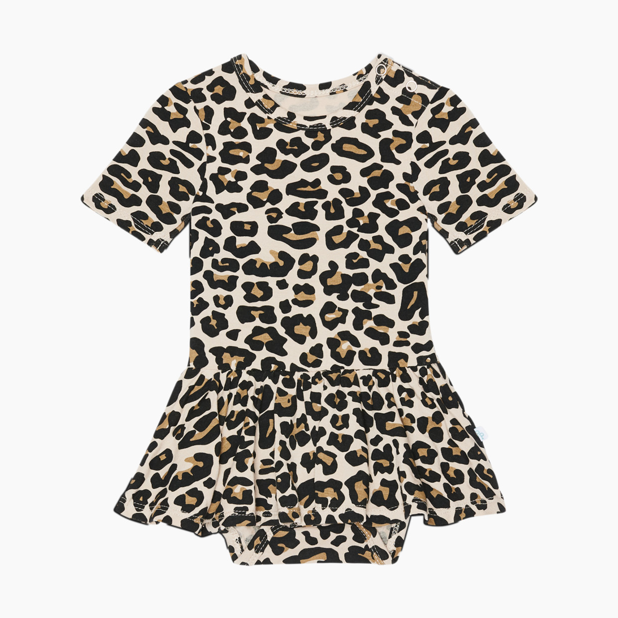 Posh Peanut Short Sleeve with Twirl Skirt Bodysuit - Lana Leopard Tan, 0-3 Months.