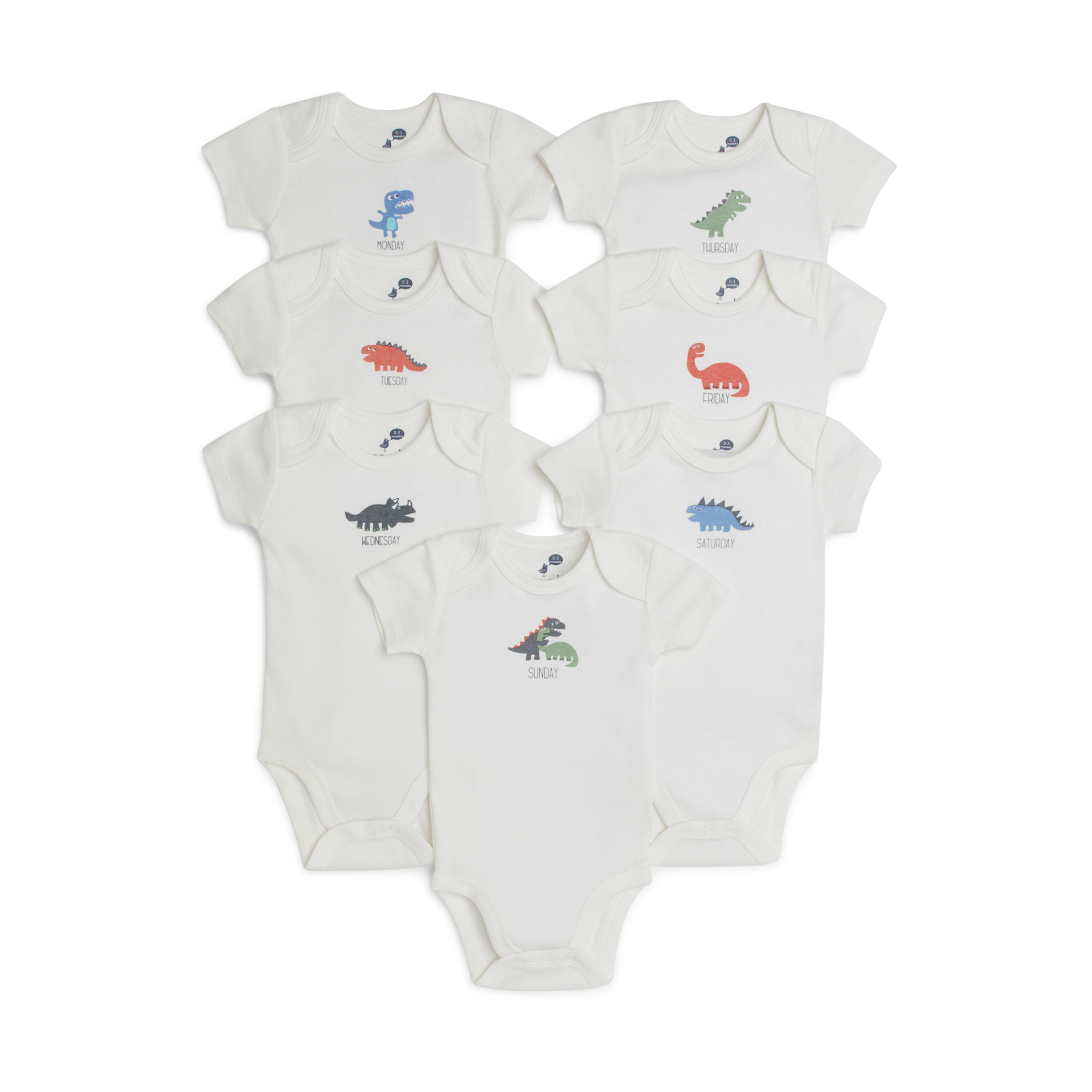 Small Story Days Of The Week (7 Pack) - Dino Days, 0-3 M.