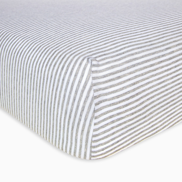 Burt's Bees Baby Organic Cotton Jersey Fitted Crib Sheet - Heather Grey Stripe, 1.