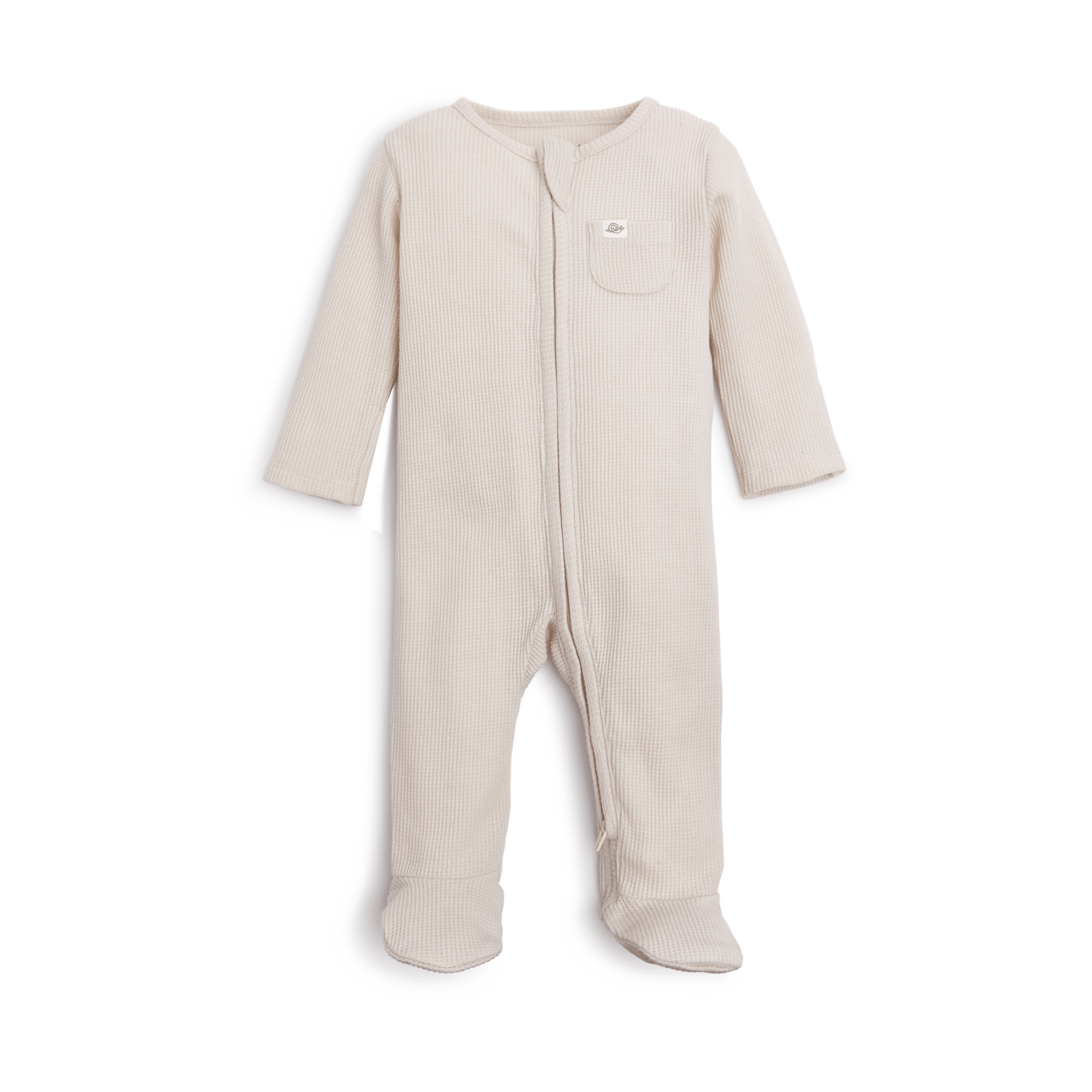 Tiny Kind Organic Waffle Footie - Oat, Newborn.