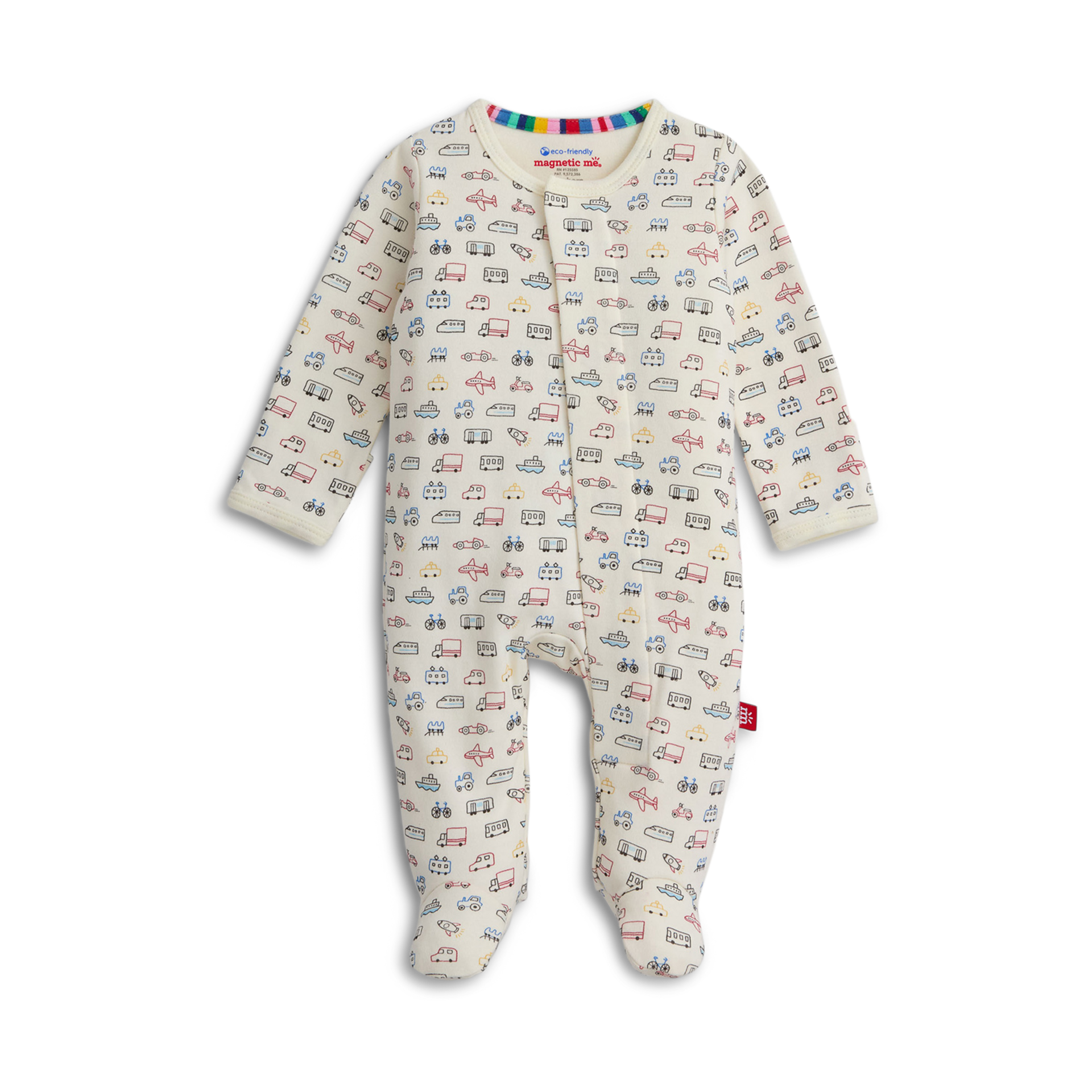Magnetic Me Organic Cotton Magnetic 4-Pack Footie - On The Go Multi, 0-3 M.