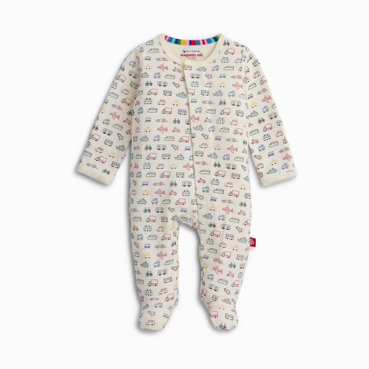 Magnetic Me Organic Cotton Magnetic 4-Pack Footie - On The Go Multi, 0-3 M.