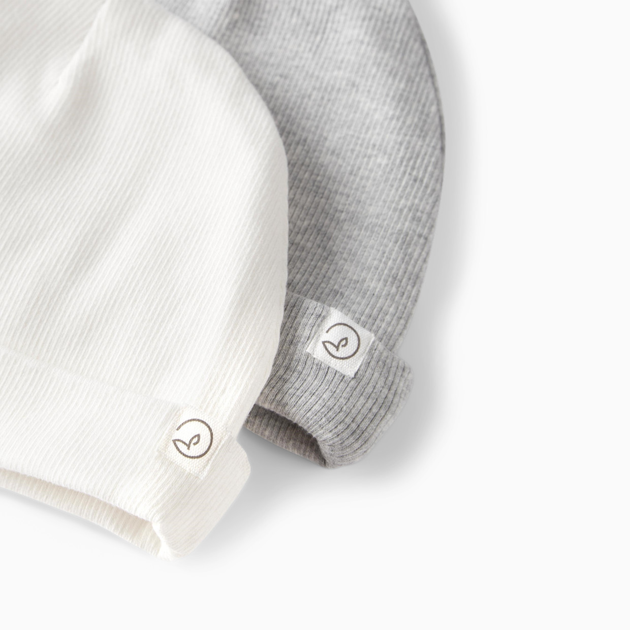 Carter's Little Planet 2-Pack Organic Cotton Rib Caps - Grey, Sweet Cream, 0-3 M.