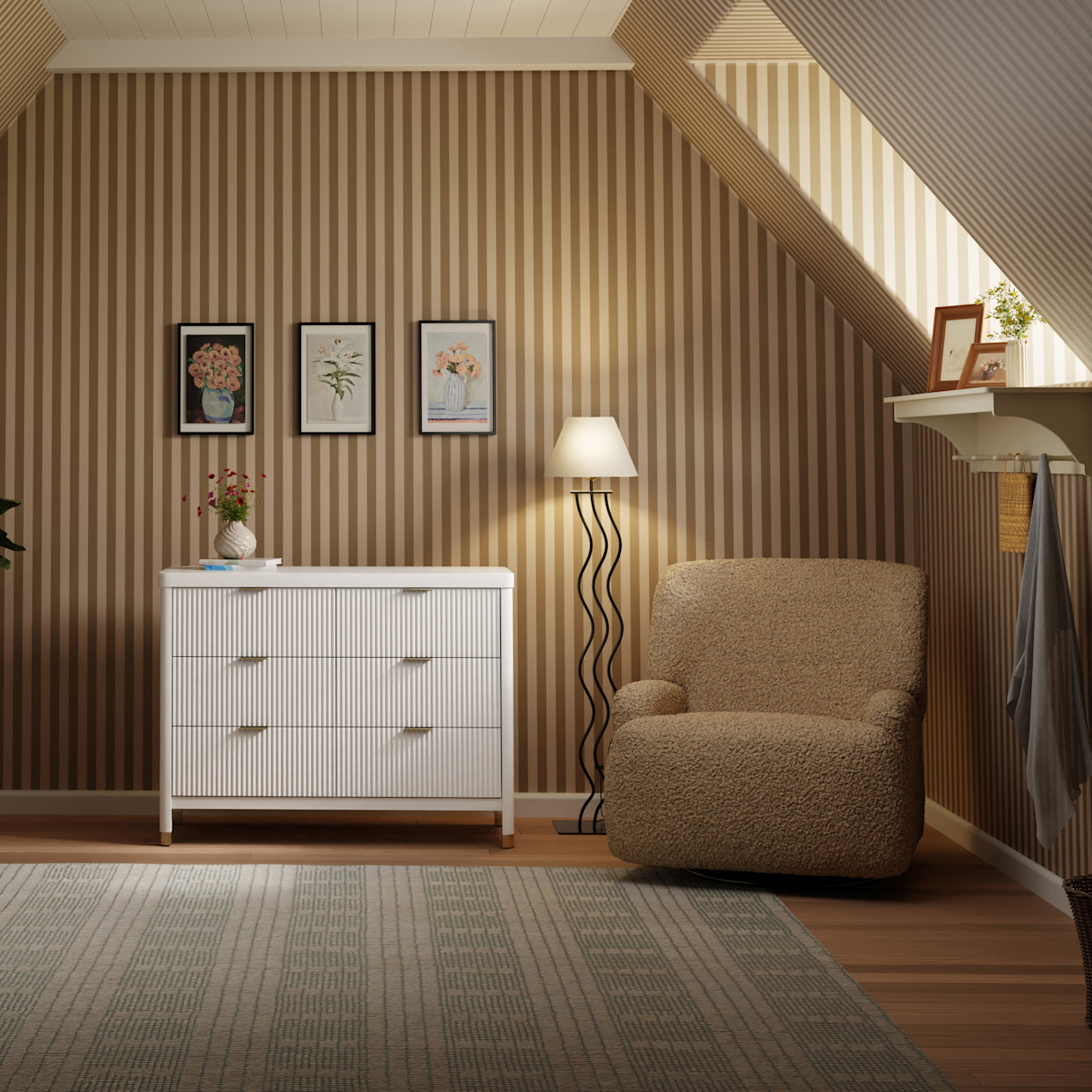 Namesake Winslow Extra Wide Recliner and Swivel Glider - Cortado Shearling.