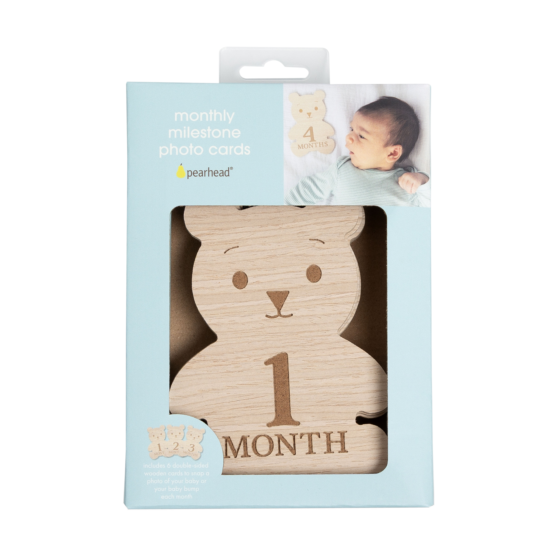 Pearhead Bear Wooden Monthly Milestone Cards - Brown Bear.