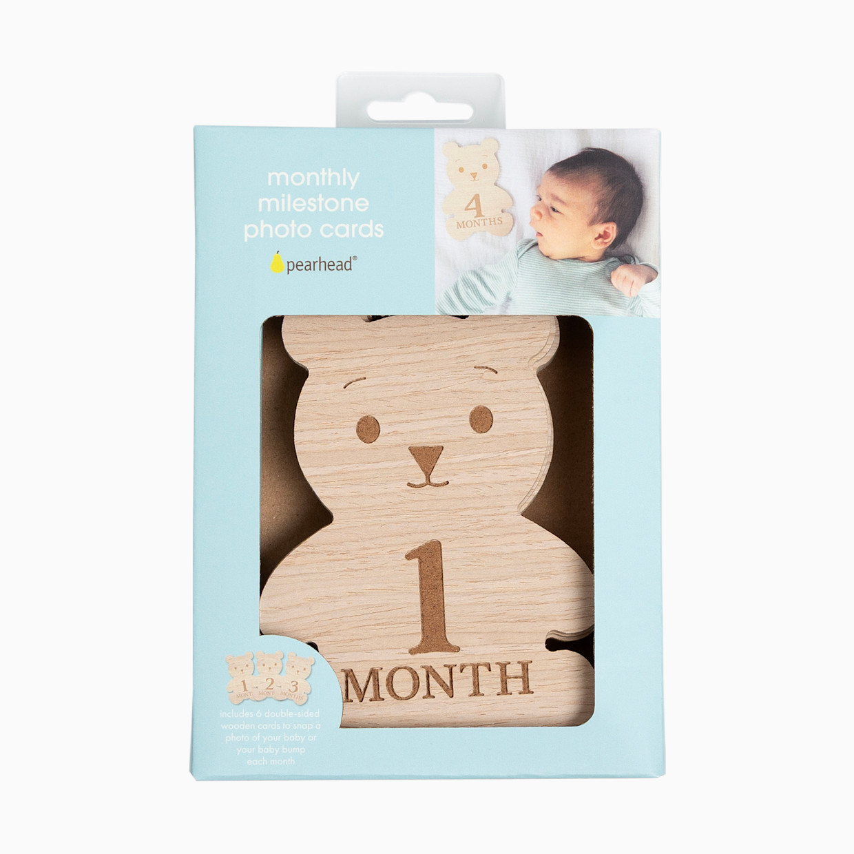 Pearhead Bear Wooden Monthly Milestone Cards - Brown Bear.