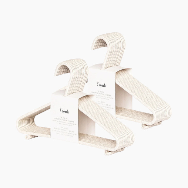 3 Sprouts Wheat Straw Hangers - Cream, 30.