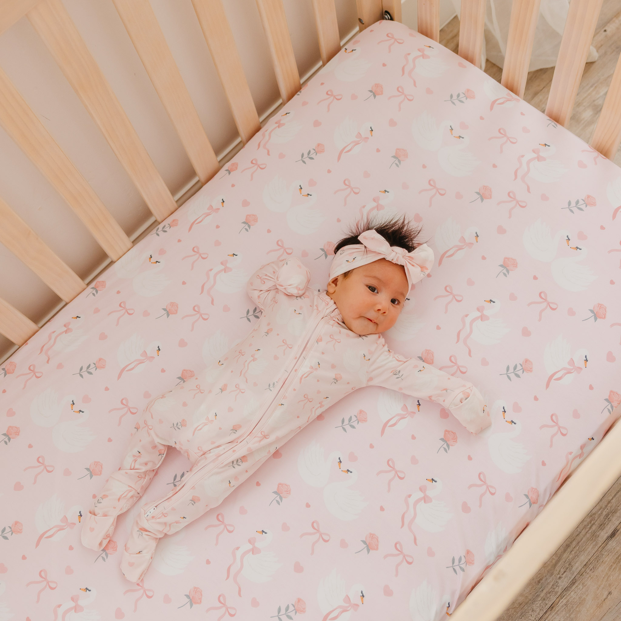 Copper Pearl Printed Premium Crib Sheet - Adelia.