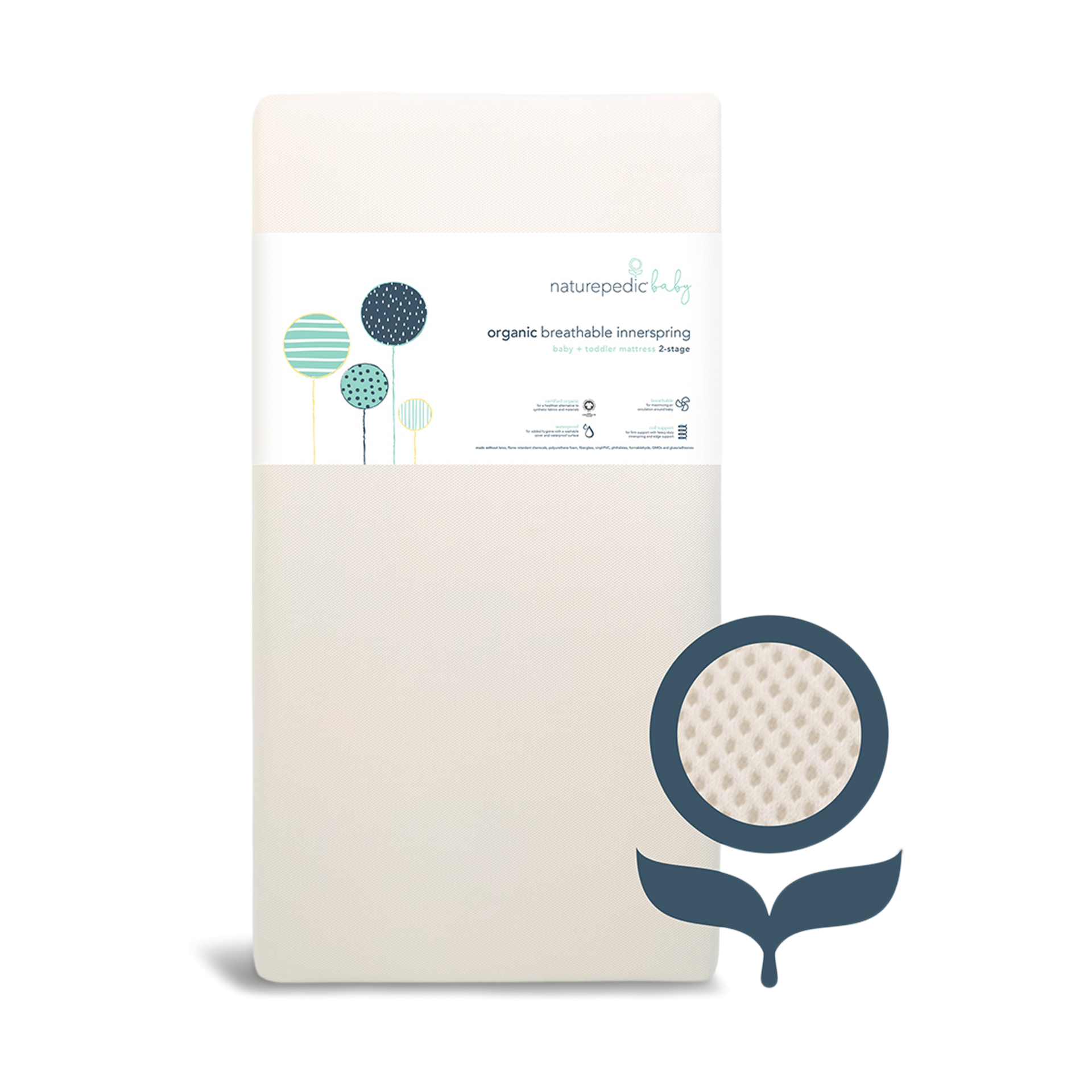 Naturepedic Organic Breathable Innerspring 2-Stage Baby Crib & Toddler Mattress.
