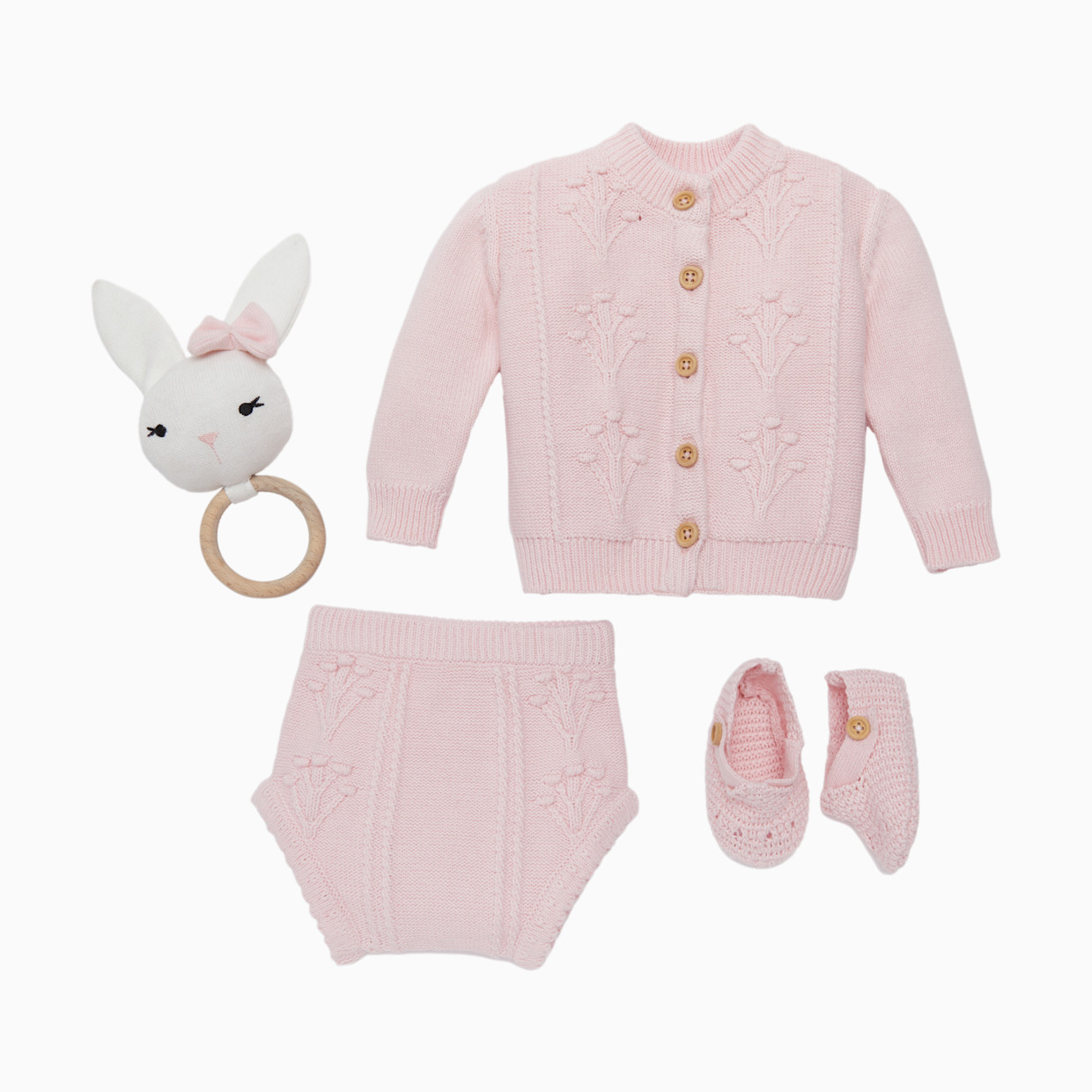 Loomsake 4-Piece Floral Sweater Set - Cerise Pink, 0-3 M.