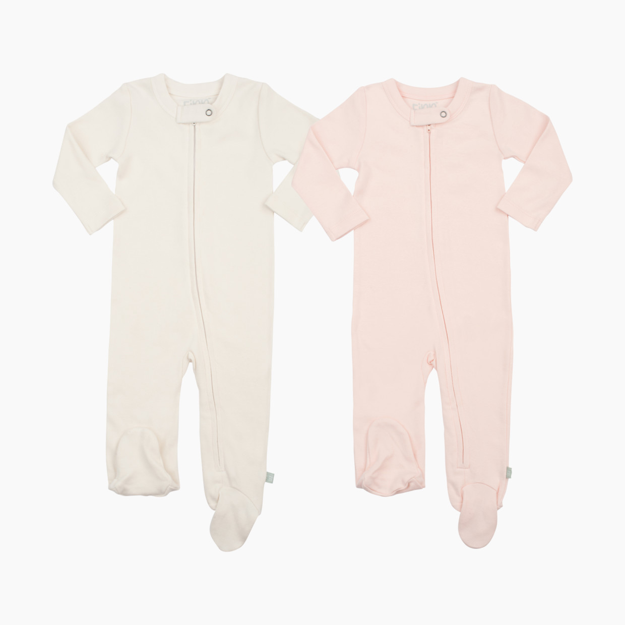 Finn + Emma Organic Cotton Basics Zipper Footie (2 Pack) - Pink/Off White, 0-3 Months.