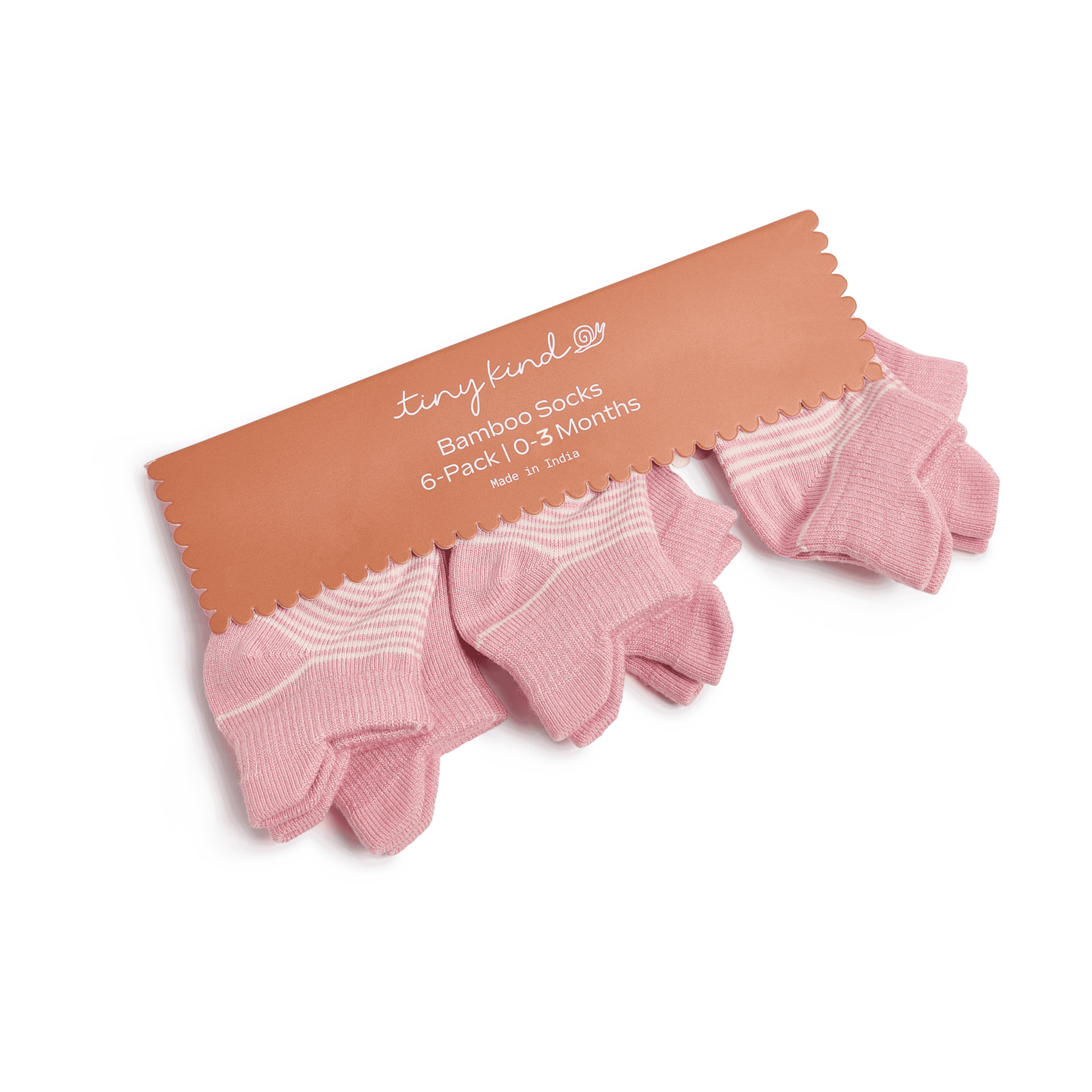 Tiny Kind Bamboo 6-Pack Socks - Pink, 6-12 M.