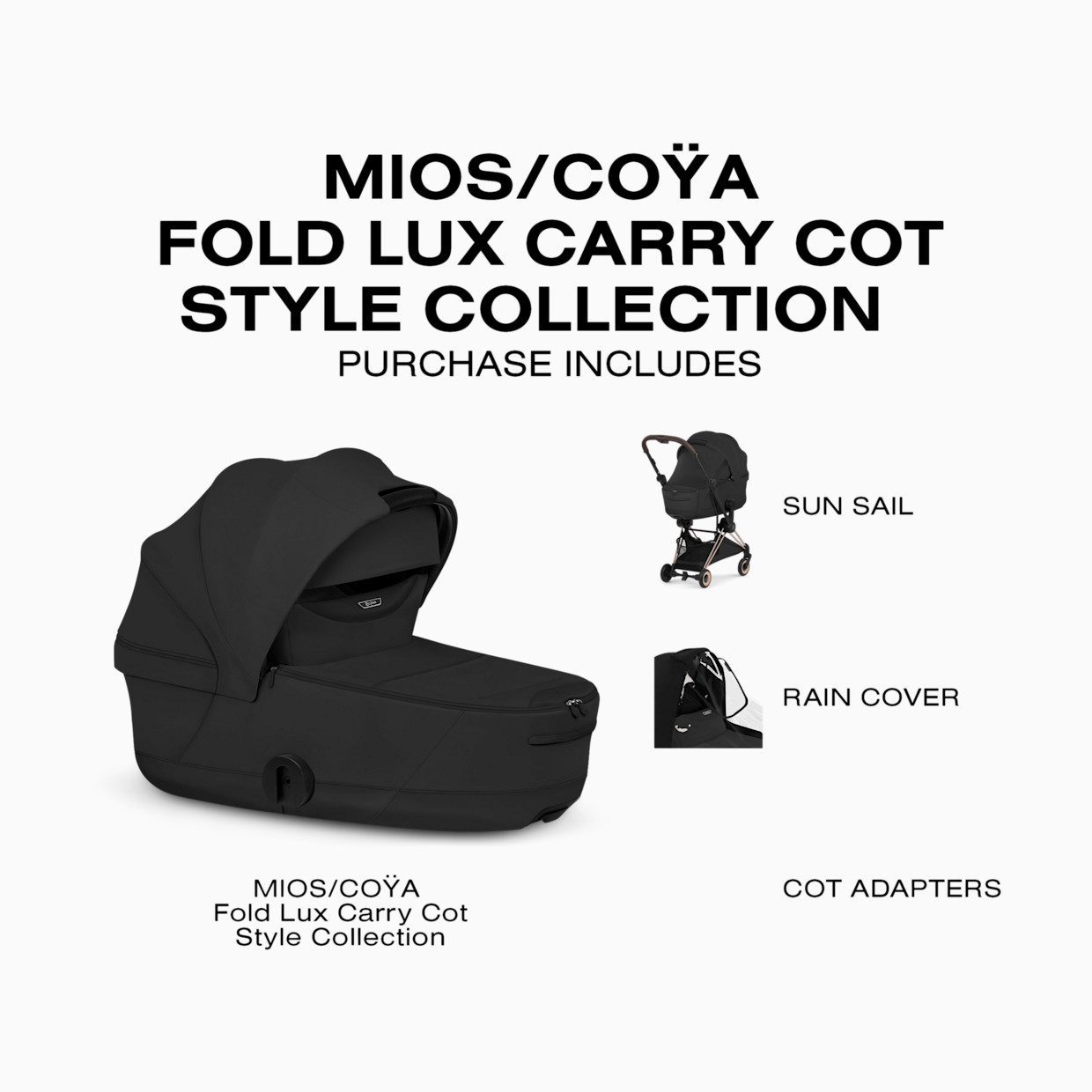 Cybex MIOS/COYA Fold Lux Carry Cot Style Collection - Sepia Black.