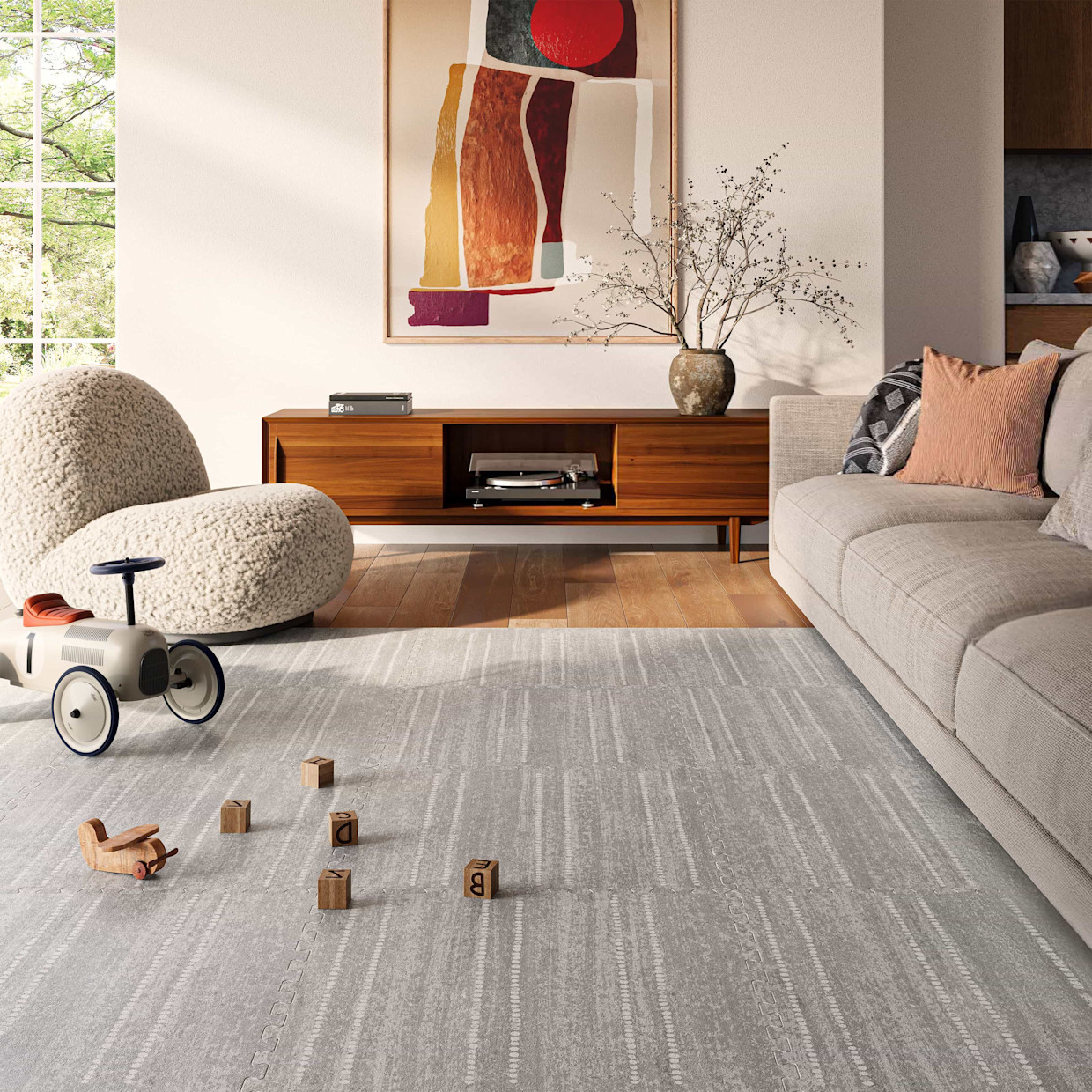 House of Noa Little Nomad Play Mat | Aspen - Dove, 4X8.