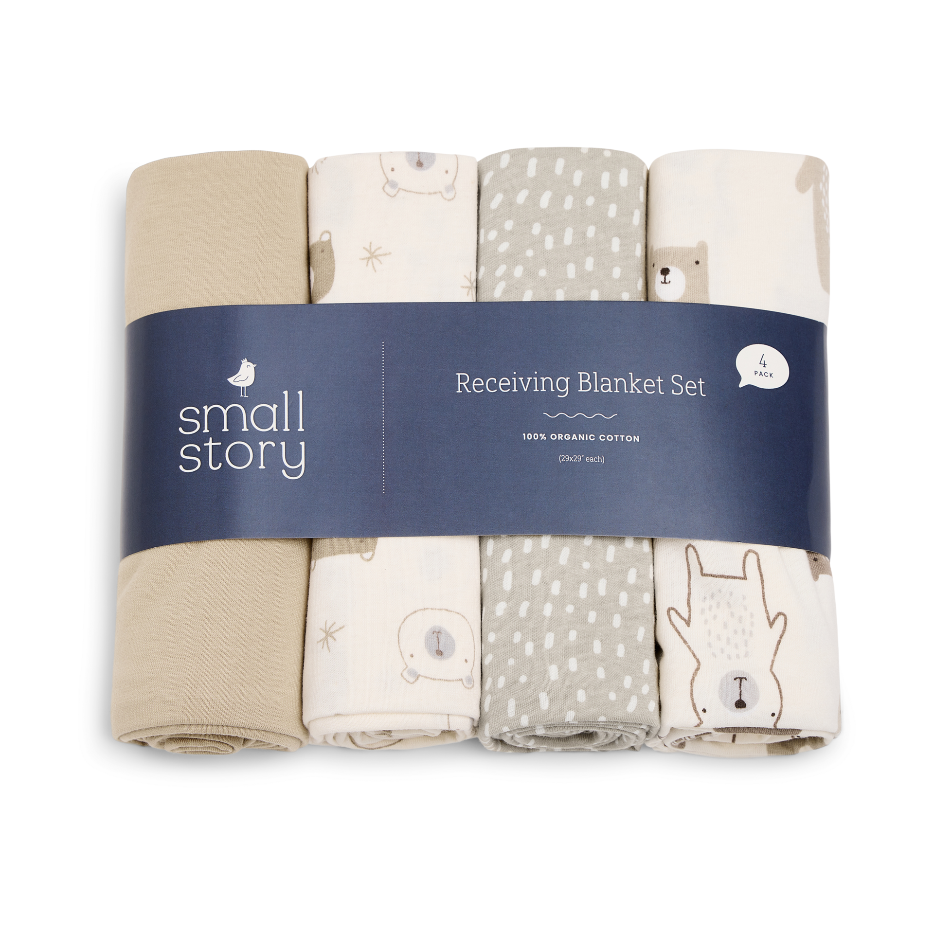Small Story Receiving Blanket (4 Pack) - Bear Friends.