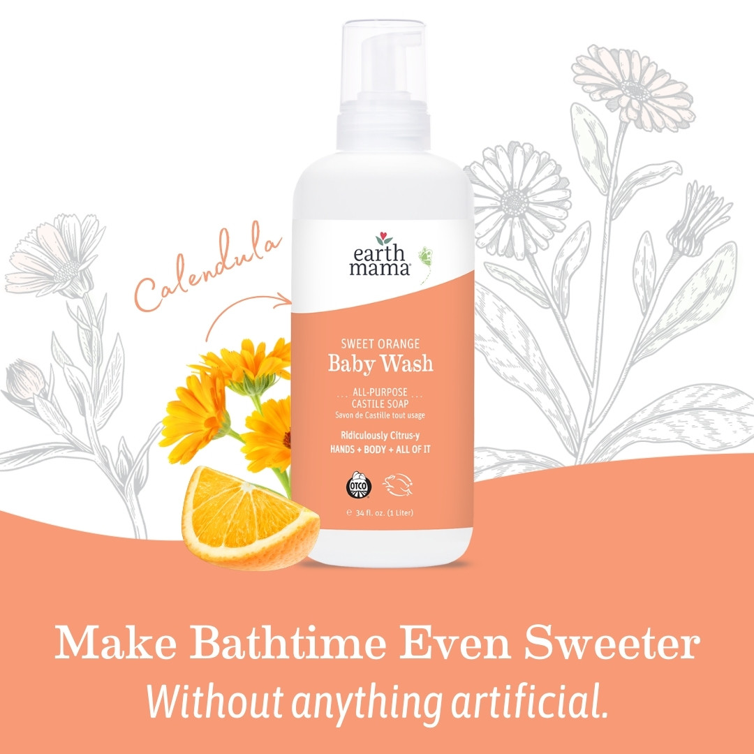 Earth Mama Baby Wash - Sweet Orange, 34 Fl Oz.