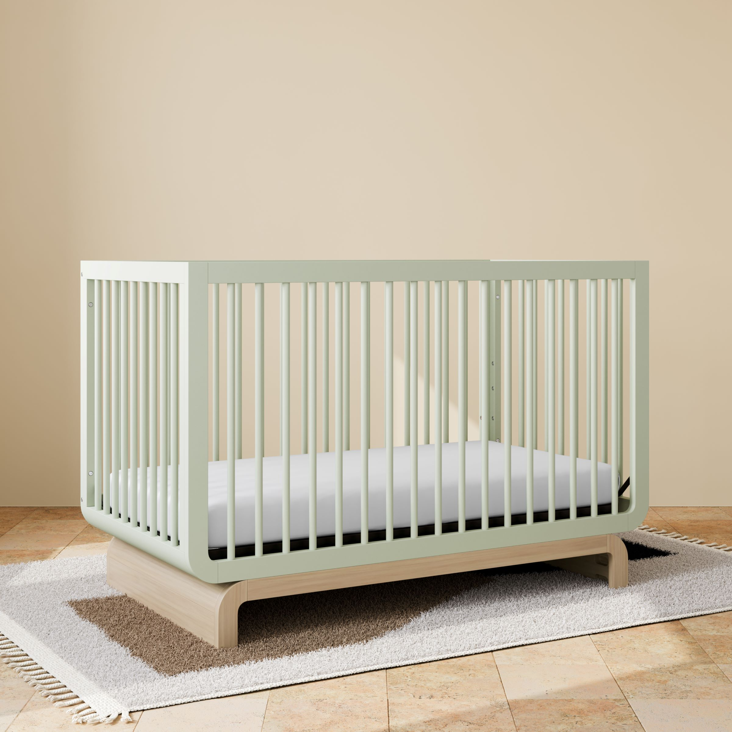 Storkcraft Santorini Deluxe 5-in-1 Convertible Crib - Sage With Driftwood.