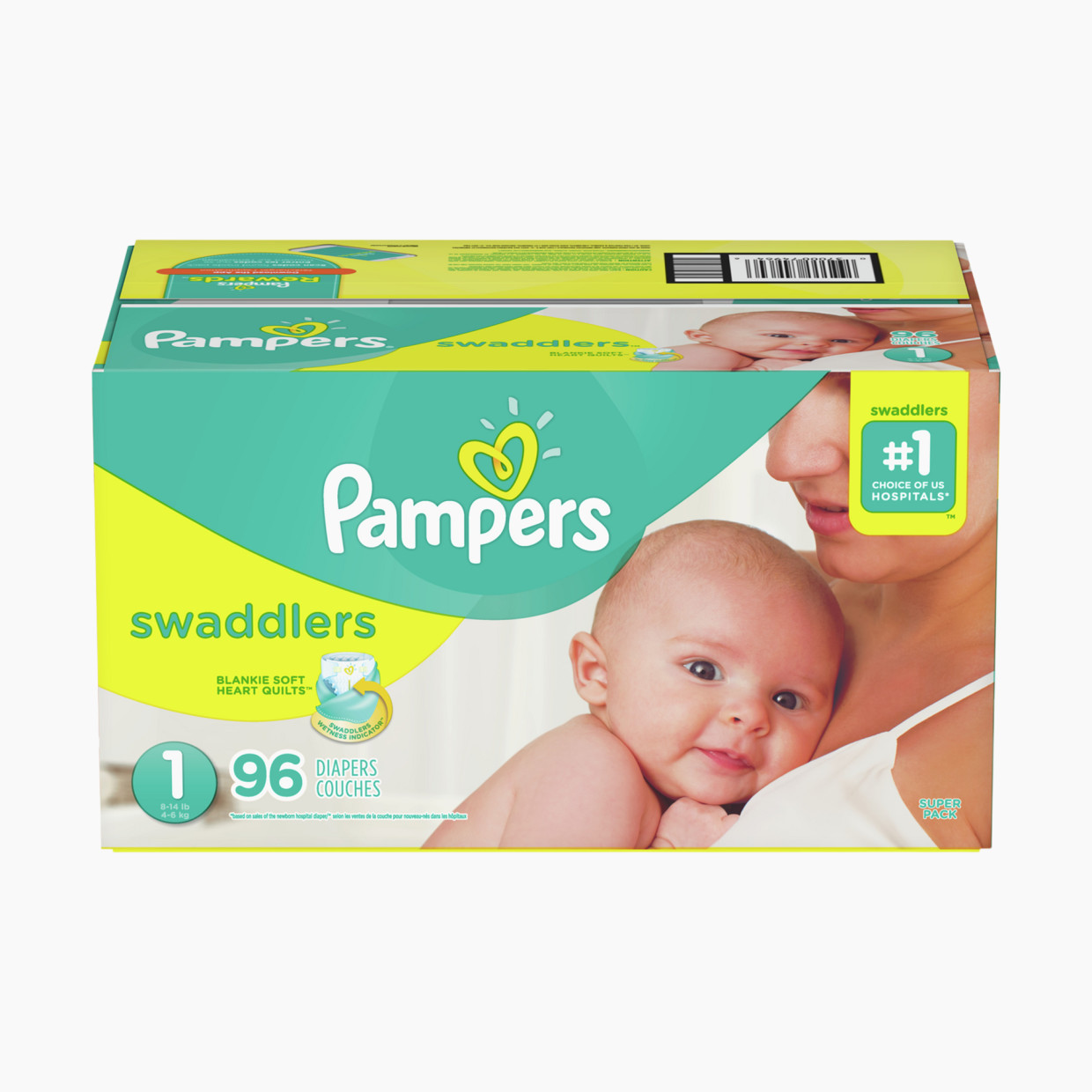 Pampers Swaddlers Disposable Diapers - Size 1, 96 Count.
