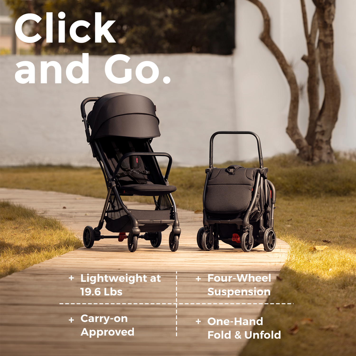 Momcozy ClickGo Lightweight Stroller - Black.