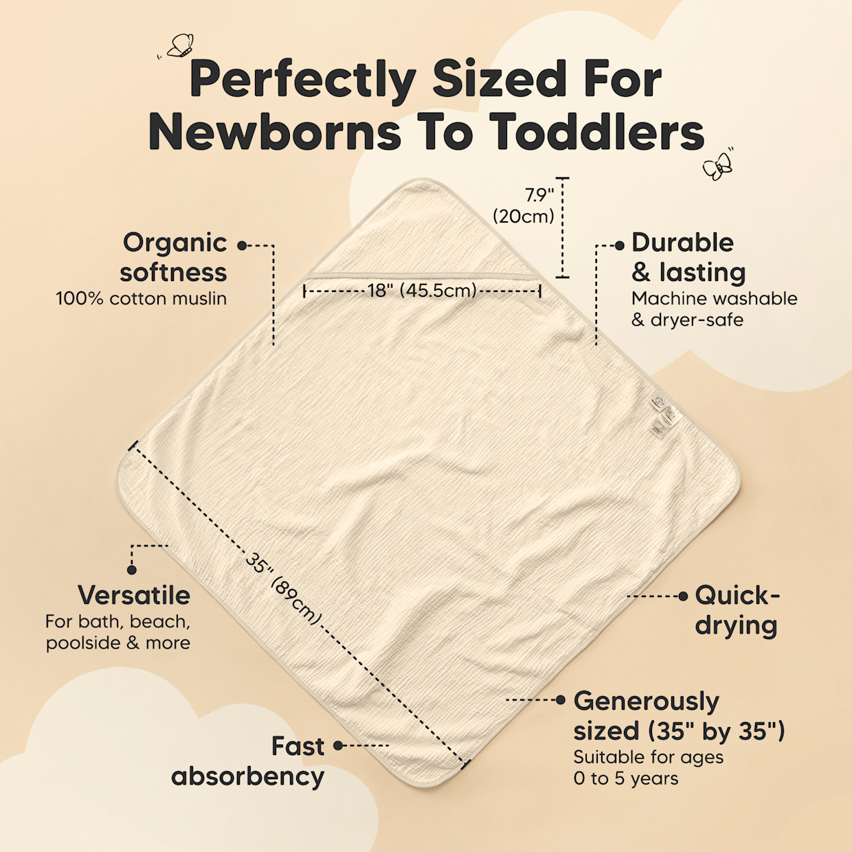 KeaBabies Muslin Hooded Towel (2 Pack) - Sprout, 2.