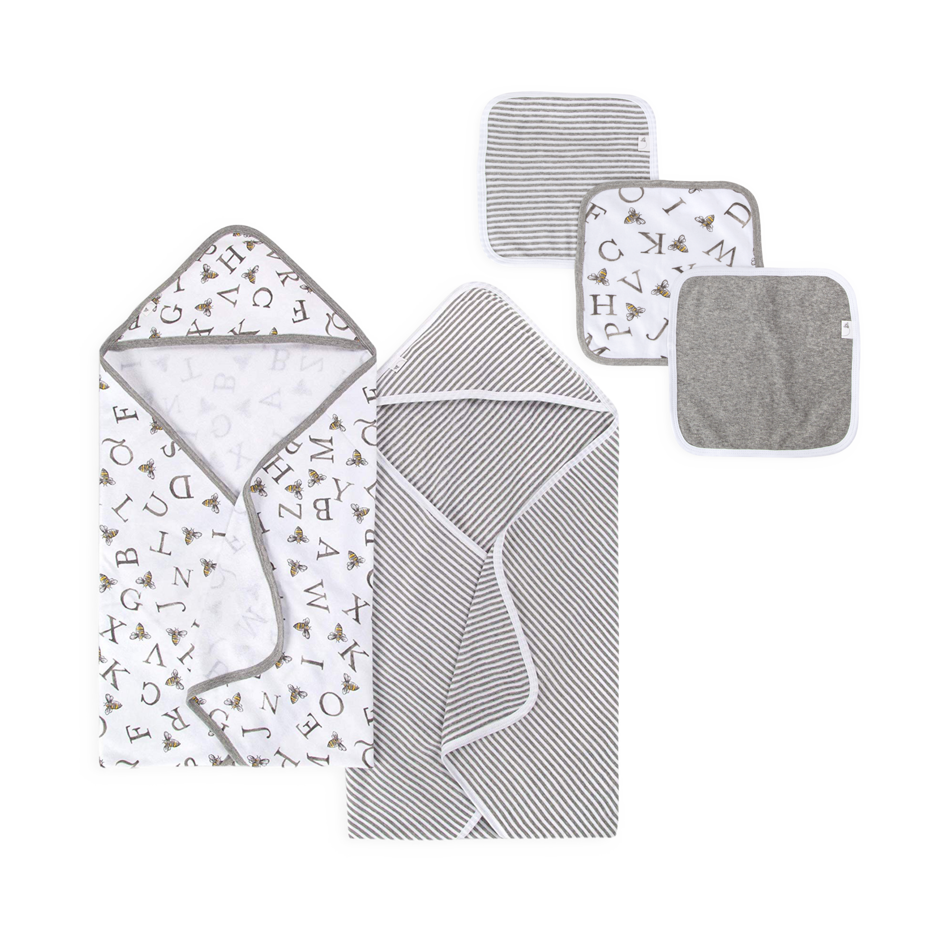 Burt's Bees Baby Organic SinglePly Hooded Towel with Washcloth A Bee