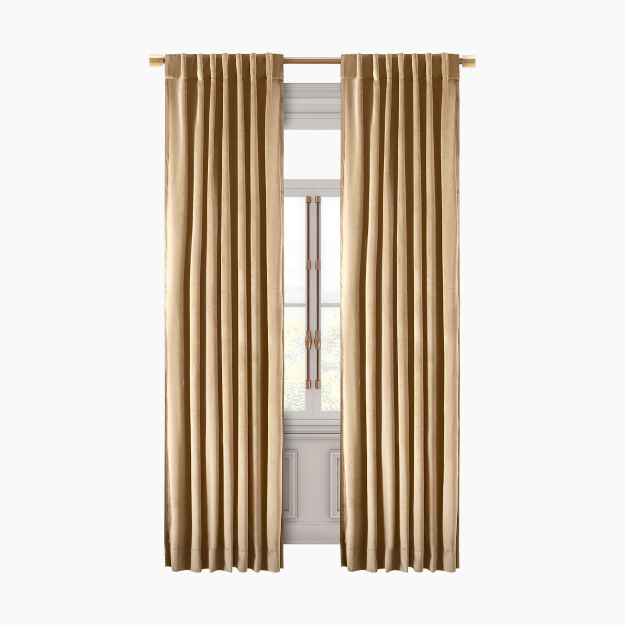 Ricardo Trading Premium Velvet Rod Pocket With Back Tabs Panel - Champagne, 50"W X 63"L, 1.