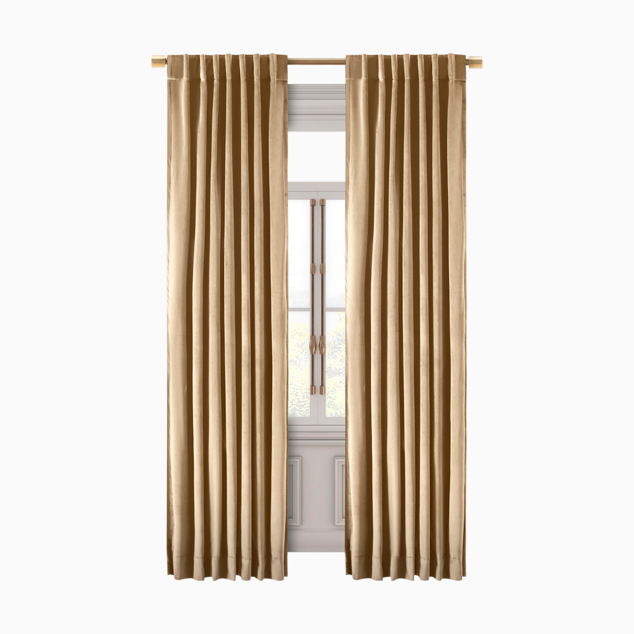 Ricardo Trading Premium Velvet Rod Pocket With Back Tabs Panel - Champagne, 50"W X 63"L, 1.