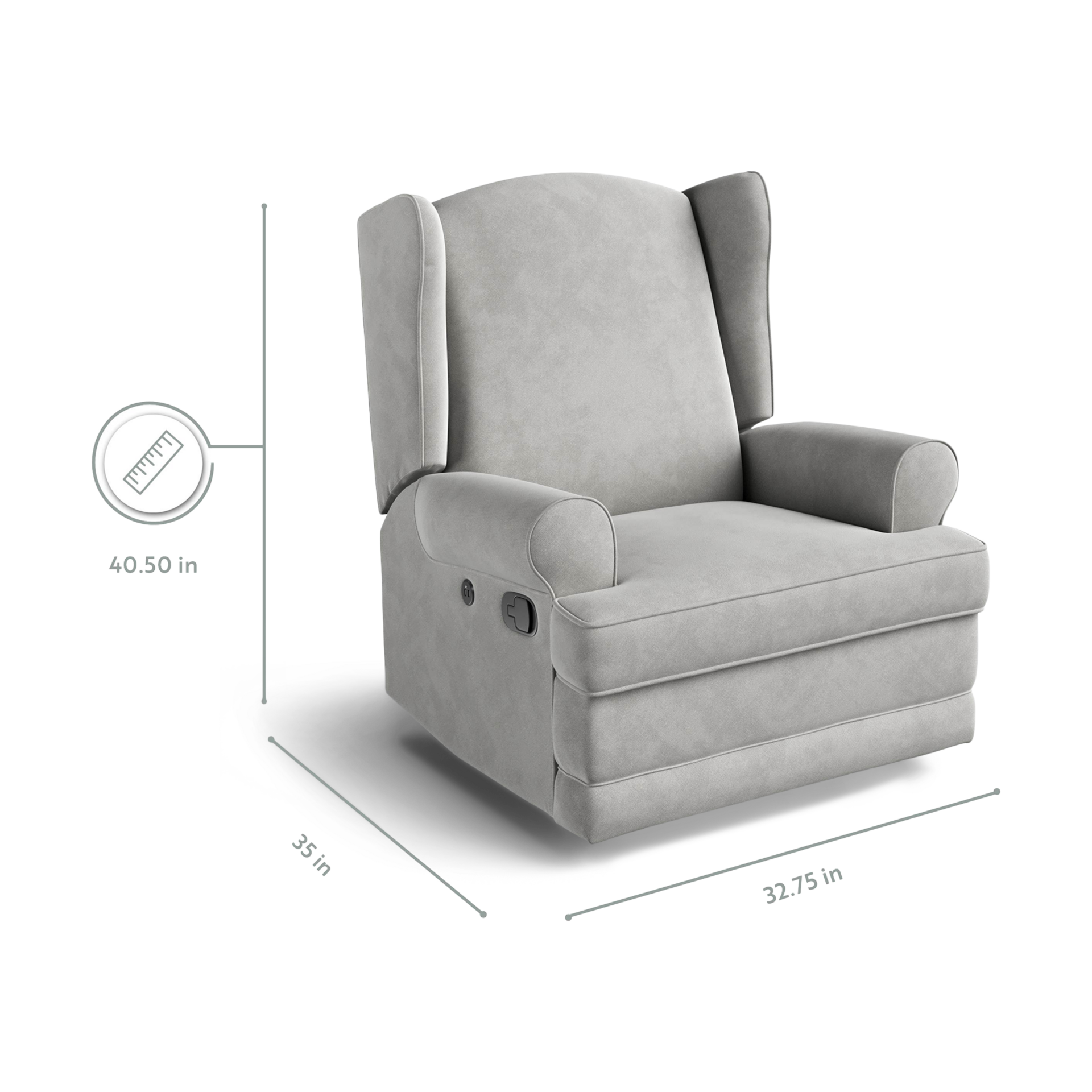 Storkcraft Serenity Wingback Upholstered Recline Glider Steel