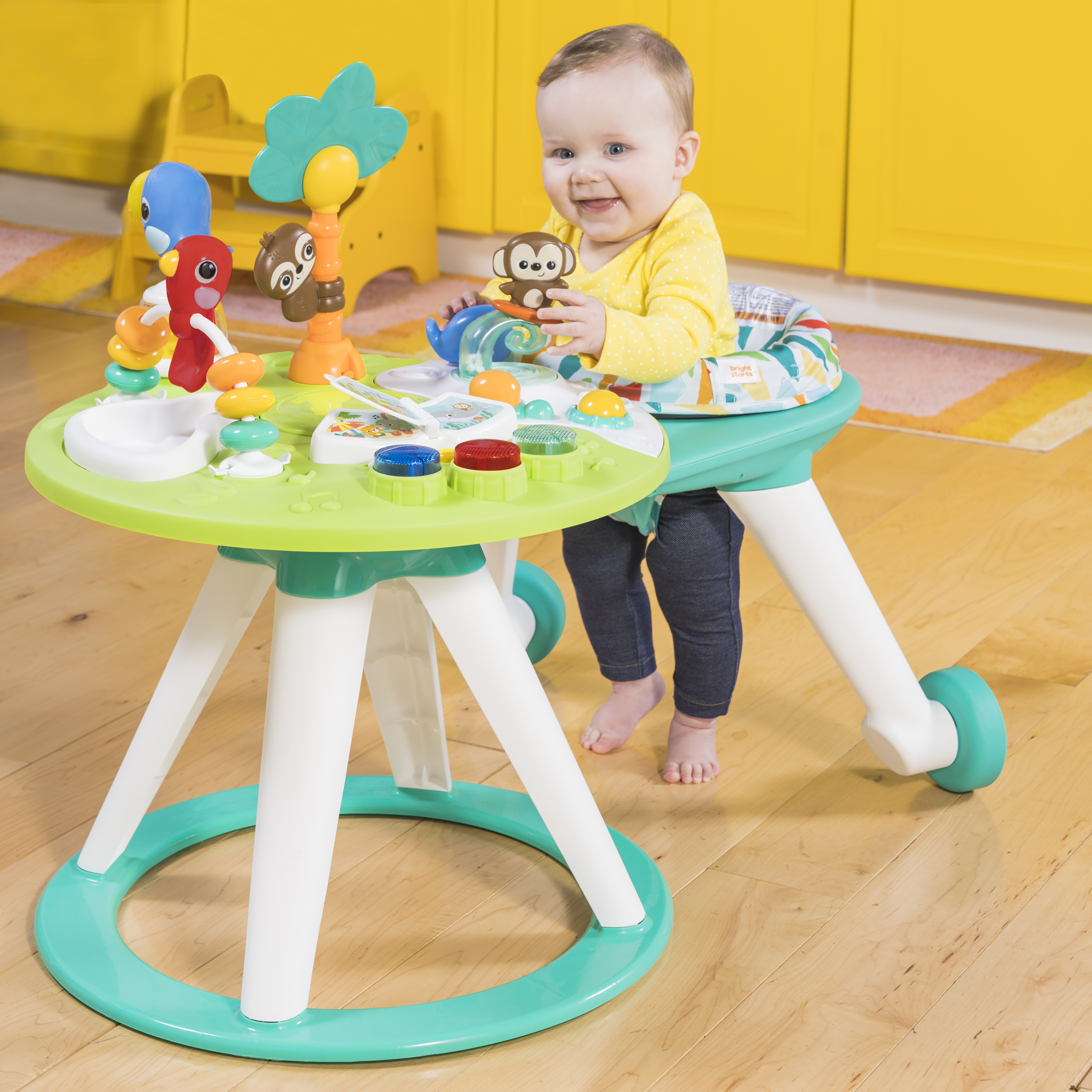 Bright Starts Around We Go 2-in-1 Walk-Around Baby Activity Center and Table - Tropic Cool.