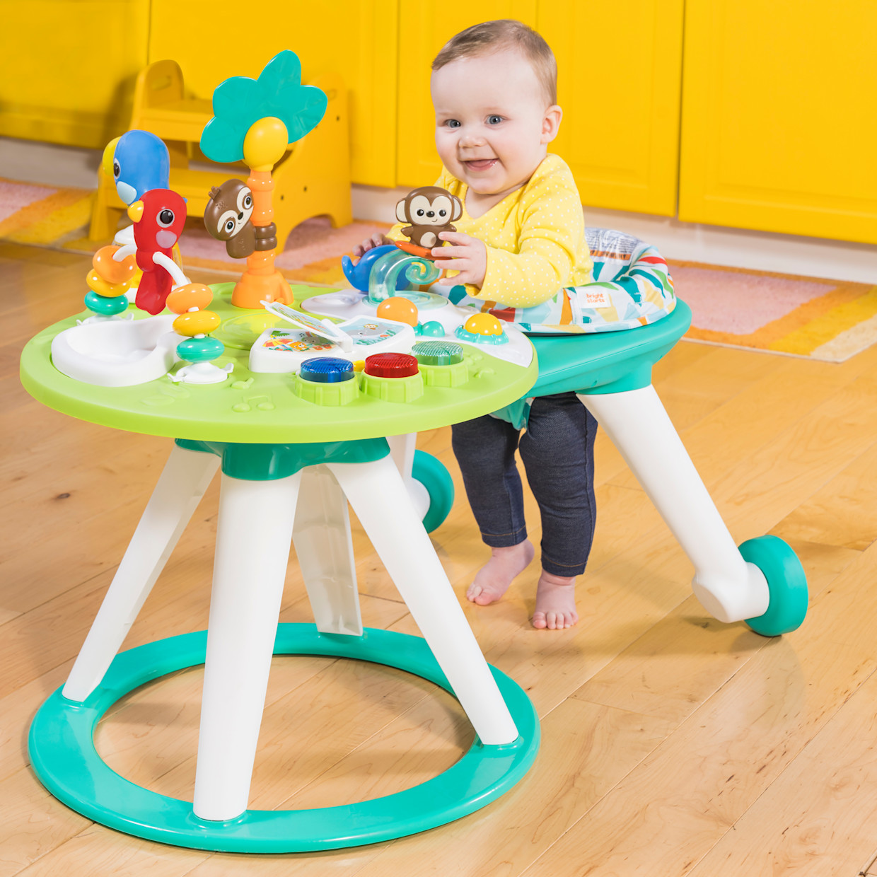 Bright Starts Around We Go 2-in-1 Walk-Around Baby Activity Center and Table - Tropic Cool.